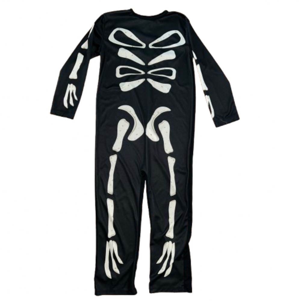 Kids Skeleton Halloween Costume Black and gray bones bodysuit